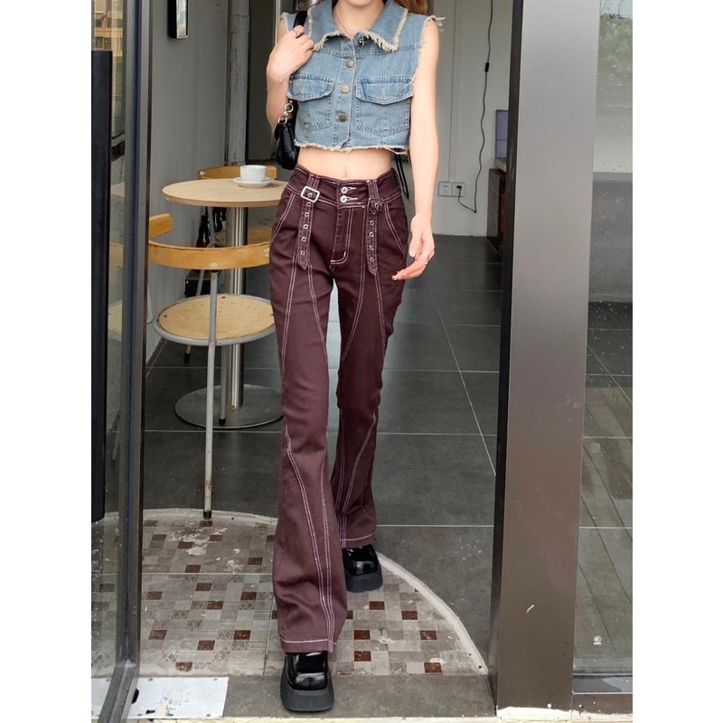 Quần Jeans Dài Ống Loe Thời Trang Dành Cho Nữ