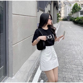 Set áo phông kèm chân váy kaki xinh xắn