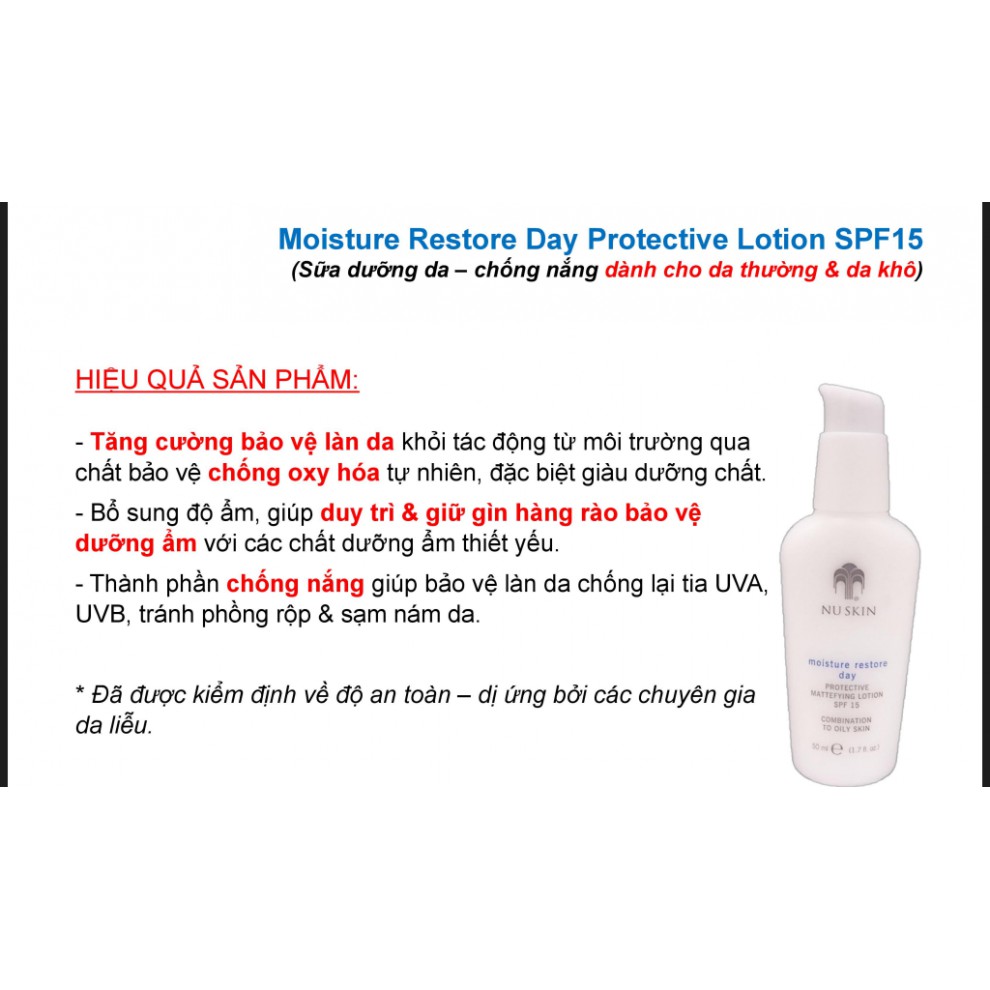 Sữa dưỡng ẩm ban ngày moisture restore day protective lotion spf 15