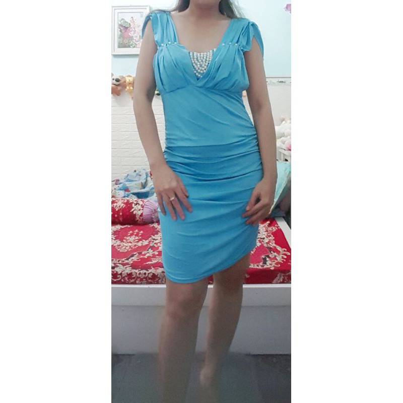 Thanh lý đầm body ôm đính ngoc thun size dưới 54kg