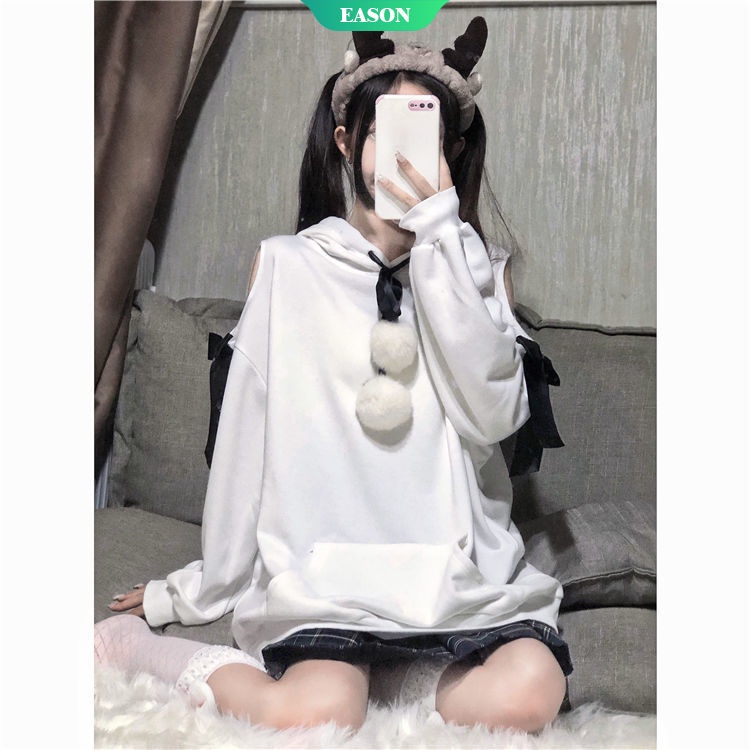 Áo Sweater Dáng Rộng Hở Vai Phối Nơ Thời Trang Thu Đông 2022