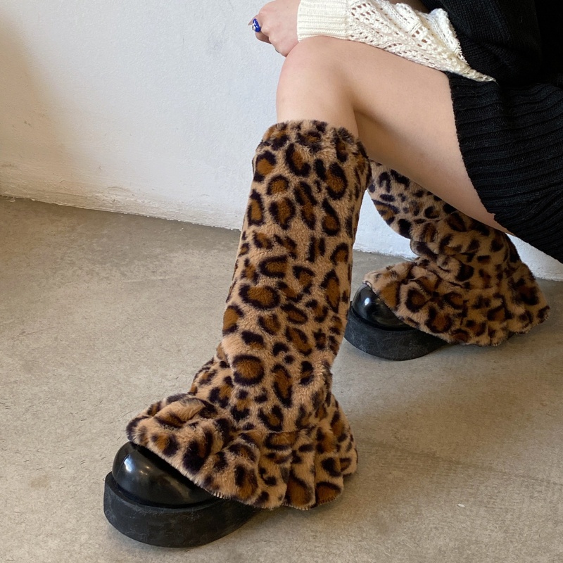 Xixi Đôi Vớ Ống Chân Họa Tiết Da Báo Phong Cách Gothic Thời Trang Cho Nữ