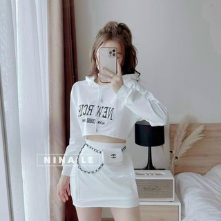 Set áo kiểu croptop phối nón kèm chân váy siêu xinh xắn