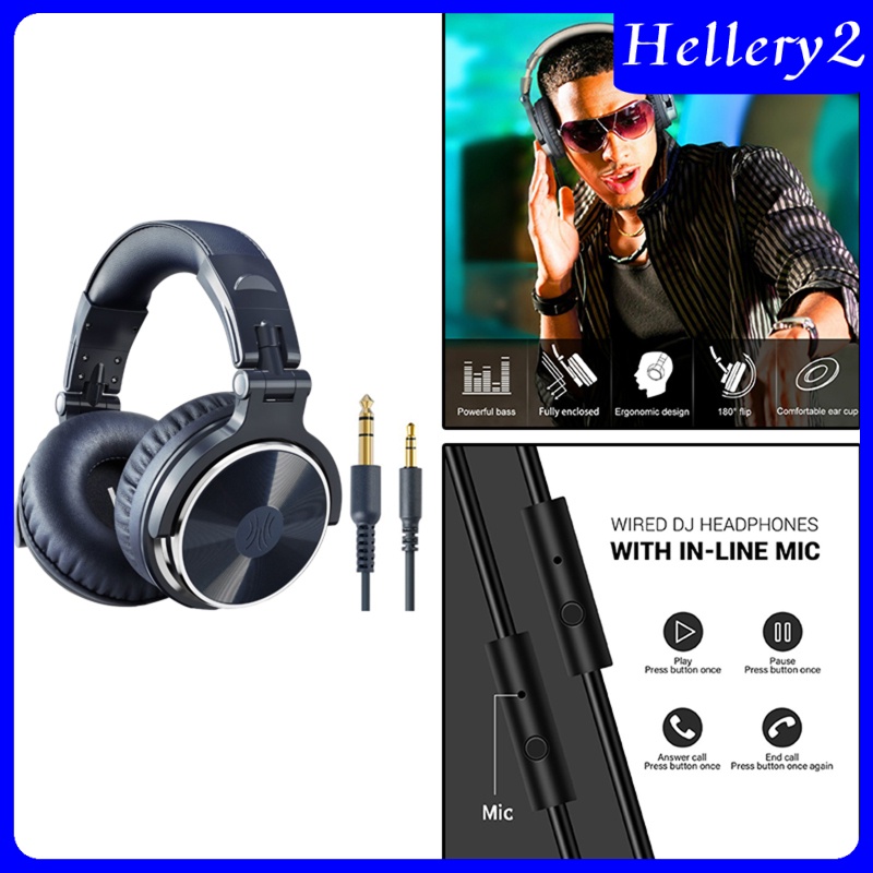 [HELLERY2] Over Ear DJ Stereo Wired Headphone Headsets for Studio