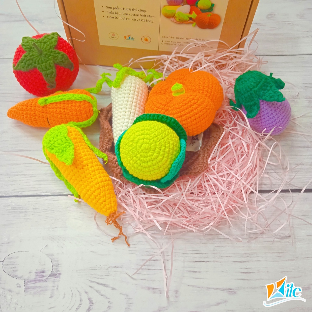 SET Đồ chơi Len 5 Loại Trái Cây/ 7 Loại Rau Củ - Metis Đồ chơi cho con