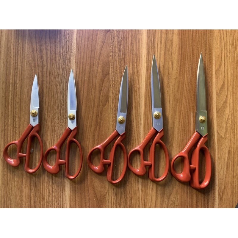 Kéo cắt vải hãng pin tay cầm đỏ lưỡi trắng cắt ngọt cầm sướng tay kéo có 5size từ 8,9,10,11,12inch