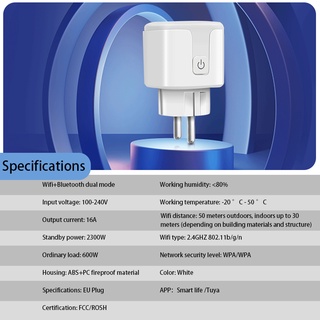 Smart Plug 16A WIFI Wireless Remote Socket No Gateway Voice Control EU Home Fire Retardant PC Smart Power Socket