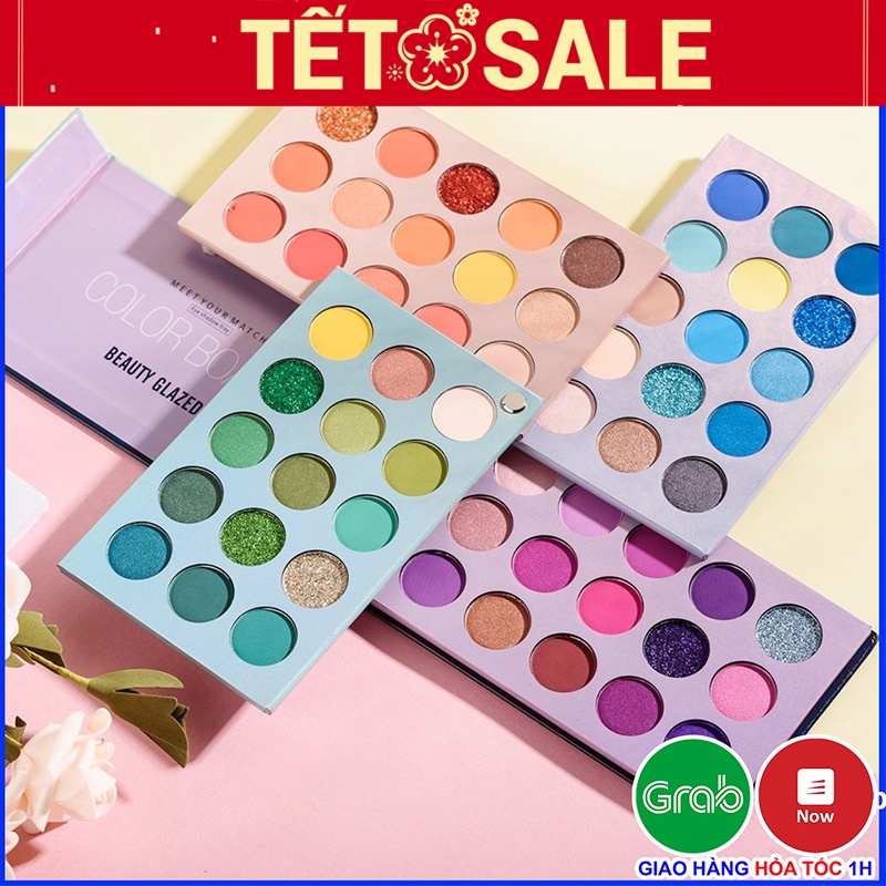 Bảng màu mắt 60 ô Beauty Glazed Color Board bao gồm 4 bảng nhỏ 15 ô với đủ tone màu phổ biến dễ makeup lên tone lâu trôi