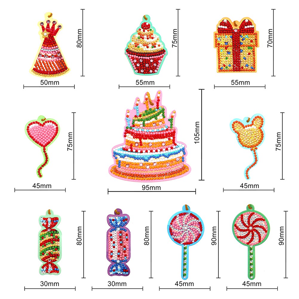 Set 10 thiệp chúc mừng đính đá DIY đáng yêu