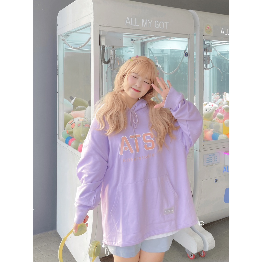 AITHERSTUDIO-ÁO Hoodie thêu Big Logo Form rộng