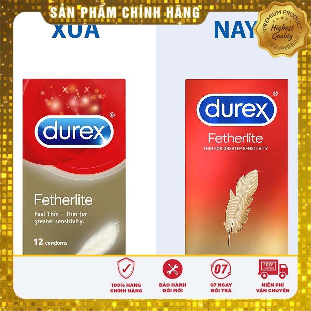 💖FREESHIP💖Bộ 2 hộp bao cao su Durex Fetherlite 12 bao (12 cái/hộp, size 52,5mm)