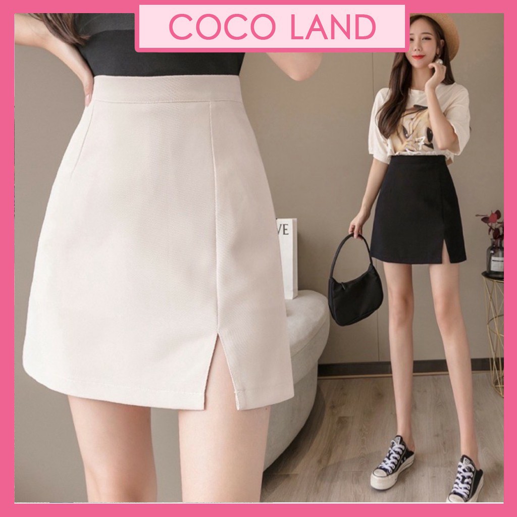 Chân váy chữ A ngắn xẻ trước kèm quần trong vải tuyết mưa 3 màu chất đẹp phong cách ulzzang