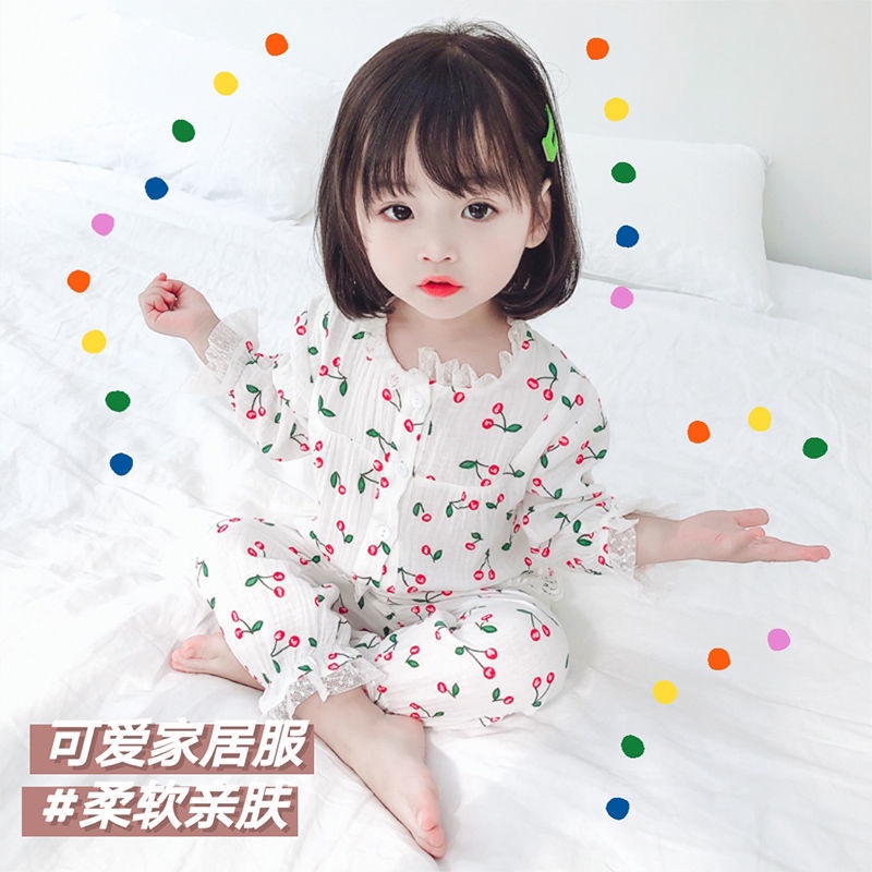 Bộ Đồ Ngủ Dài Tay Họa Tiết Cherry Thời Trang Mùa Hè Hàn Quốc Mới 2022 Dành Cho Nữ