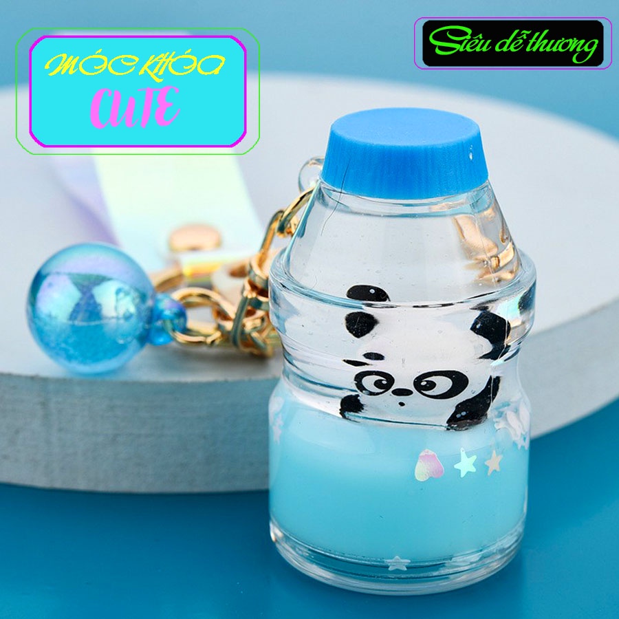 Móc khóa cute độc đáo hình bình nước thú cưng gấu trúc đẹp phong cách độc lạ bền đẹp.