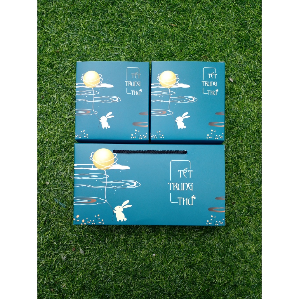 Hộp đựng bánh trung thu 2 bánh (Mẫu thỏ xanh)