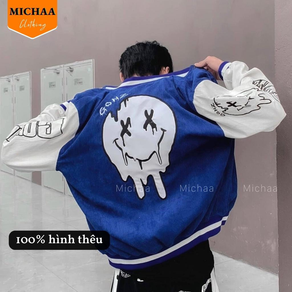 Áo Khoác Bomber Nhung Gân GONZ Nam Nữ Ulzzang Unisex 1 Lớp Kiểu Form Rộng - MICHAA