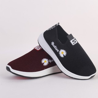 chungg223 DC Giày vải đi bộ nữ thêu hoa cúc sở hữu 2 màu thoáng khí 7 4 vb14s