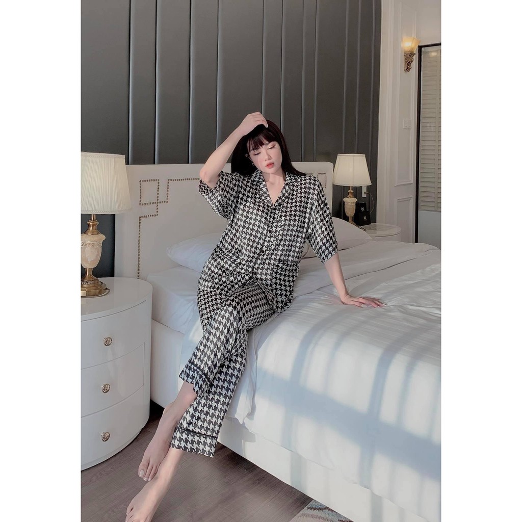 Đồ Bộ Lụa Satin - Tay Lửng Cánh Dơi Quần Dài