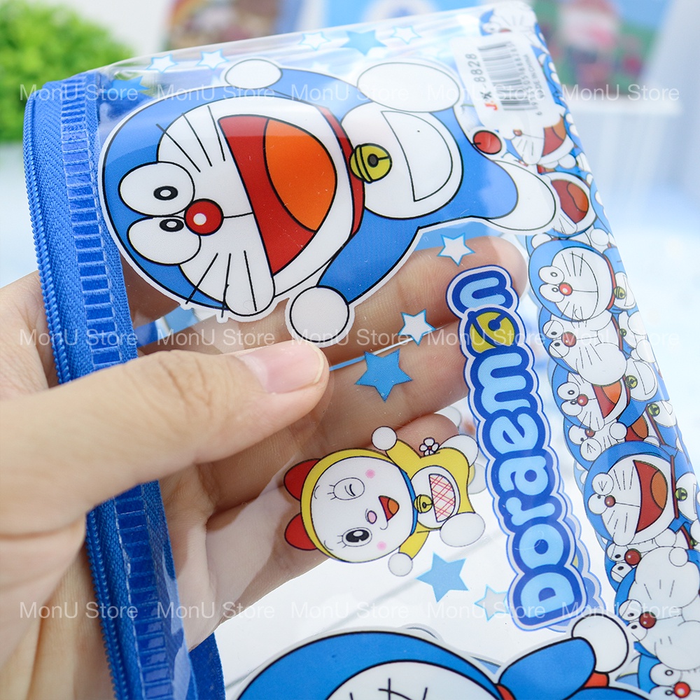 Bóp viết trong suốt kèm đồ dùng học tập DORAEMON DOREMON dễ thương cute MON0018