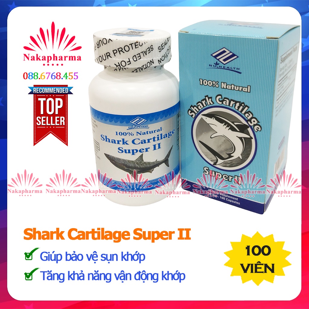 Viên sụn vi cá mập Shark Cartilage Super II - Hỗ trợ bồi bổ và tái tạo sụn khớp, vận động linh hoạt, dẻo dai Polvita