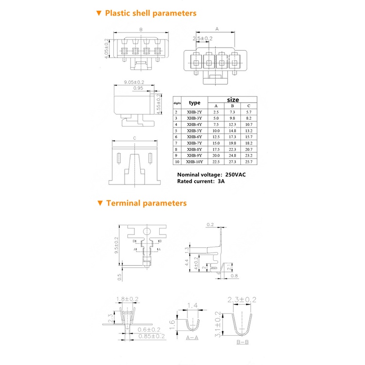 Set 10 Chốt Nhựa XHB2.54 2.54mm 2/3/4/5/6/7/8/9/10-14P Cho Bảng Mạch In PCB