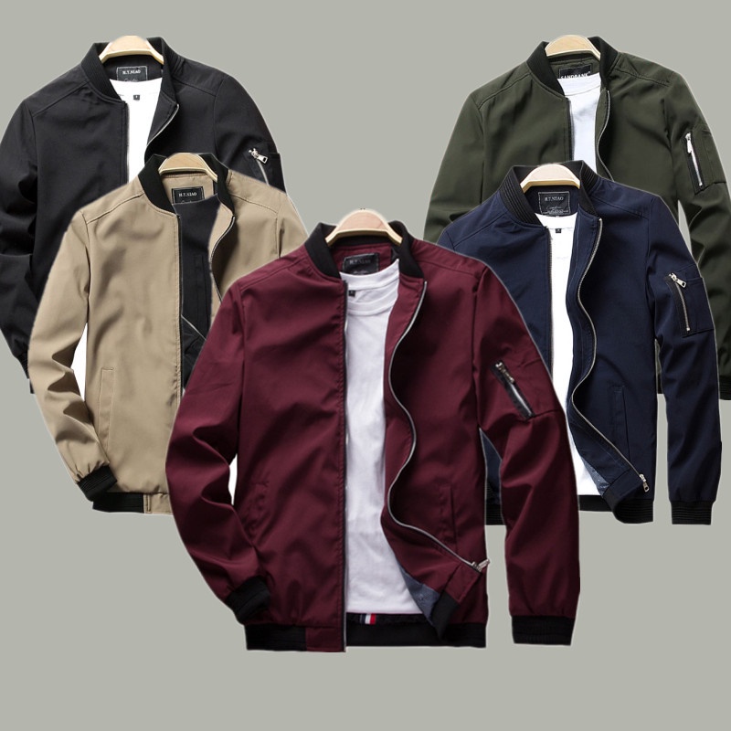 Plus Size Nam Bomber Jacket Zipped Áo khoác ngoài Áo khoác gió Áo khoác M-8XL
