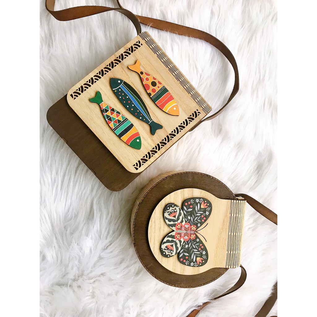 Túi Gỗ Boho Vintage