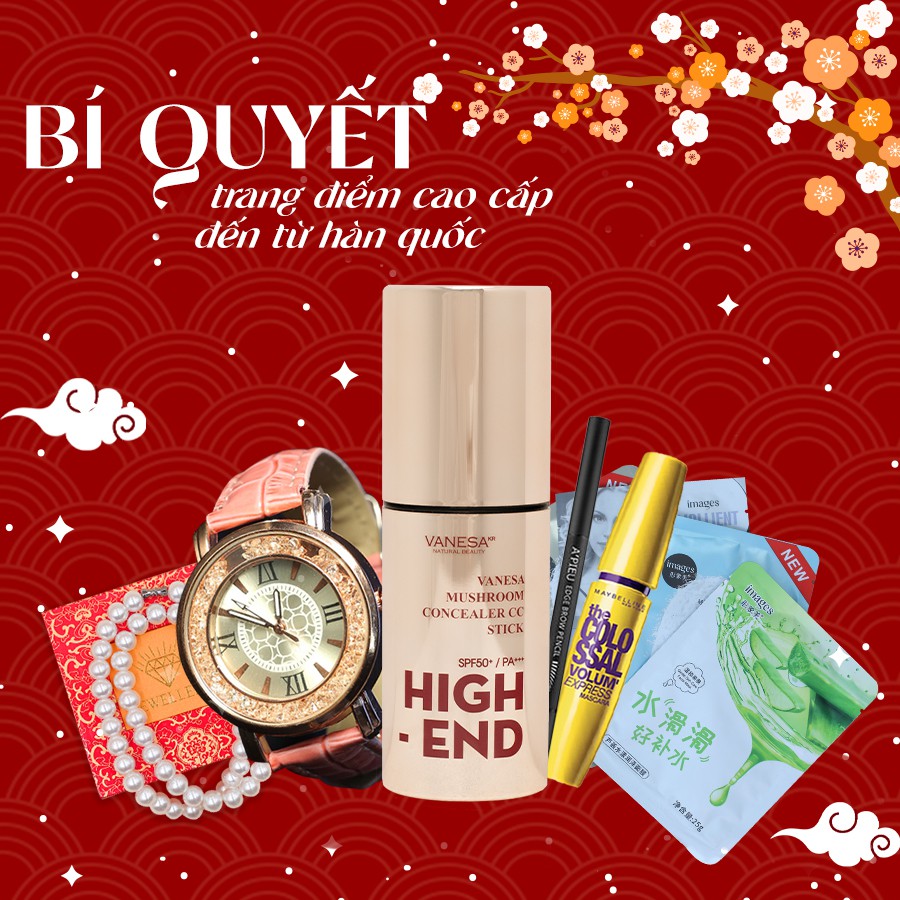 Kem nền che khuyết điểm kèm bông tán kem Vanesa CC HIGHEND Mushroom Concealer CC Stick HÀN QUỐC | BigBuy360 - bigbuy360.vn