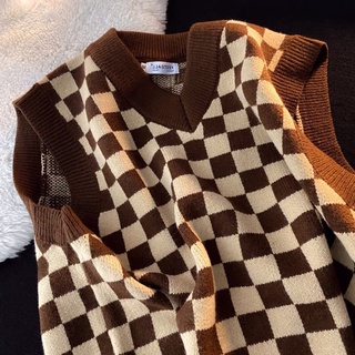 Áo Gile Len kẻ Caro Checkerboard Gile