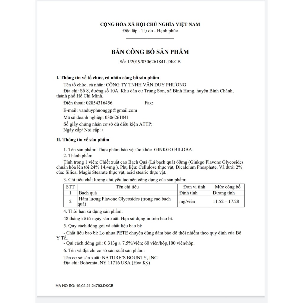 Thực Phẩm Chức Năng Giúp Tăng Cường Tuần Hoàn Não Nature's Bounty Ginkgo Biloba (60mg) hộp 60 viên - 0304530 | BigBuy360 - bigbuy360.vn