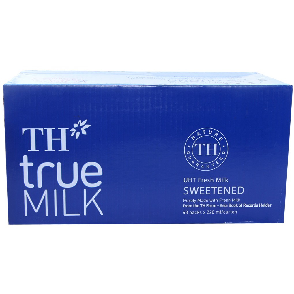 Thùng sữa tươi TH True Milk có đường 48 bịch x 220ml