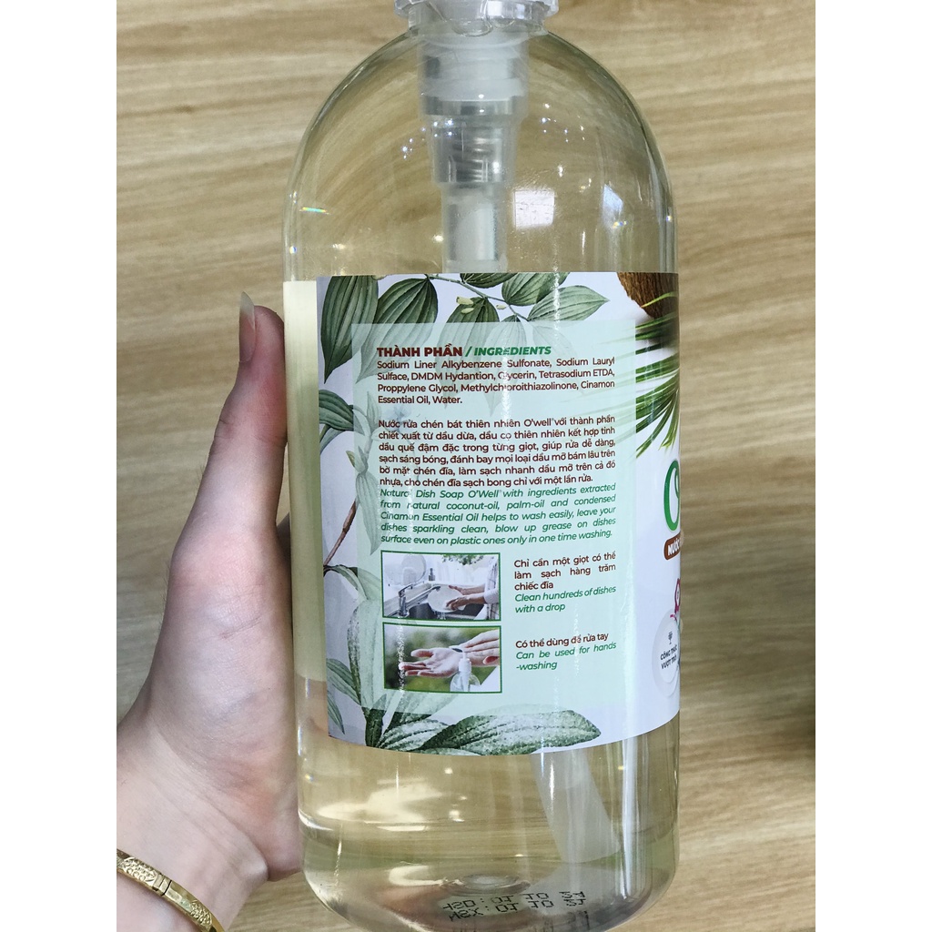 Nước Rửa Chén Owell Tinh Dầu Quế Siêu Sạch 1200ml