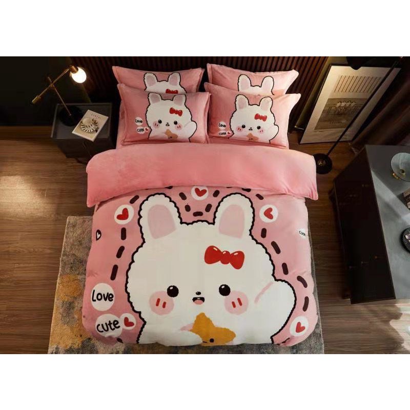 Bộ Chăn Ga Nỉ Nhung 3D Mẫu Mới 2021