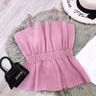 Set áo dập ly 2 dây xoè váy phi mango lọ lem