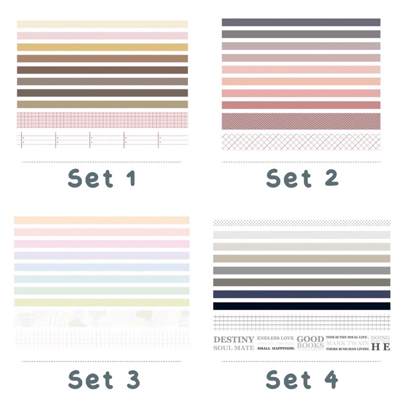 SET HỘP 10 CUỘN WASHI TAPE TRANG TRÍ SỔ TAY BULLET JOURNAL PLANNER TAKE NOTES