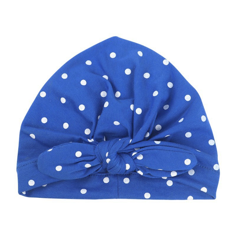 Mũ turban thắt nơ họa tiết chấm bi cho bé