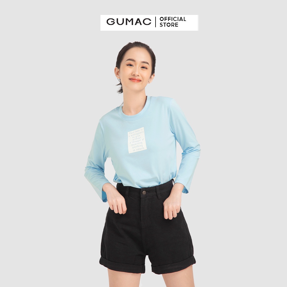Áo thun nữ tay dài in chữ ATB12015 GUMAC