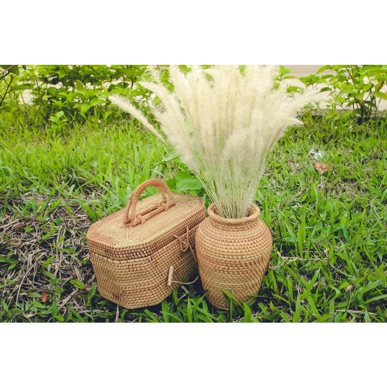 Lọ Cắm Hoa, Bình Cắm Hoa Mây Tre Đan, Kích Thước Cao 20cm x Phi 15cm