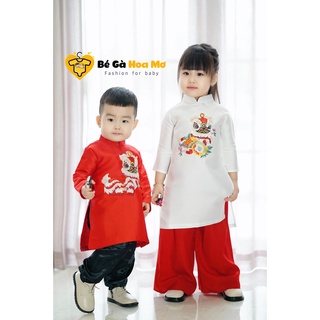 Set bộ áo dài bé gái thêu lân