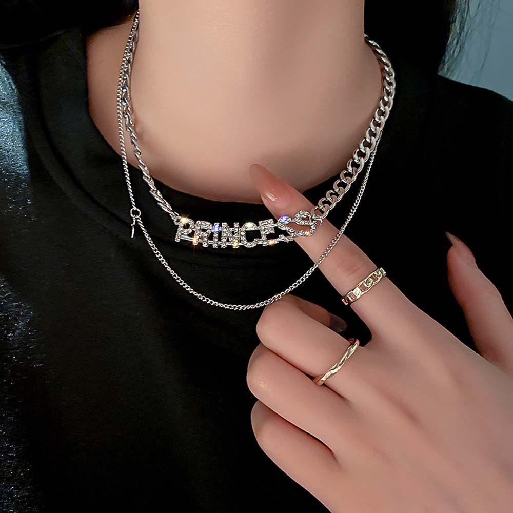 Dây Chuyền Hai Lớp Bằng Kim Loại Mặt Hình Ngôi Sao Thanh Lịch|Dây Chuyền Mặt Chữ Princess Thời Trang Dành Cho Nữ