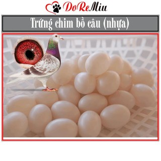 Doremiu- Trứng chim bồ câu bằng nhựa như thật (Ruột lỏng hồng) hỗ trợ bồ câu ấp đẻ đúng chỗ