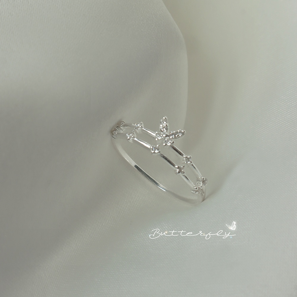 Nhẫn bạc nhẫn nữ bạc s925 khung đôi butterfy có size Cá jewelry NBCS144