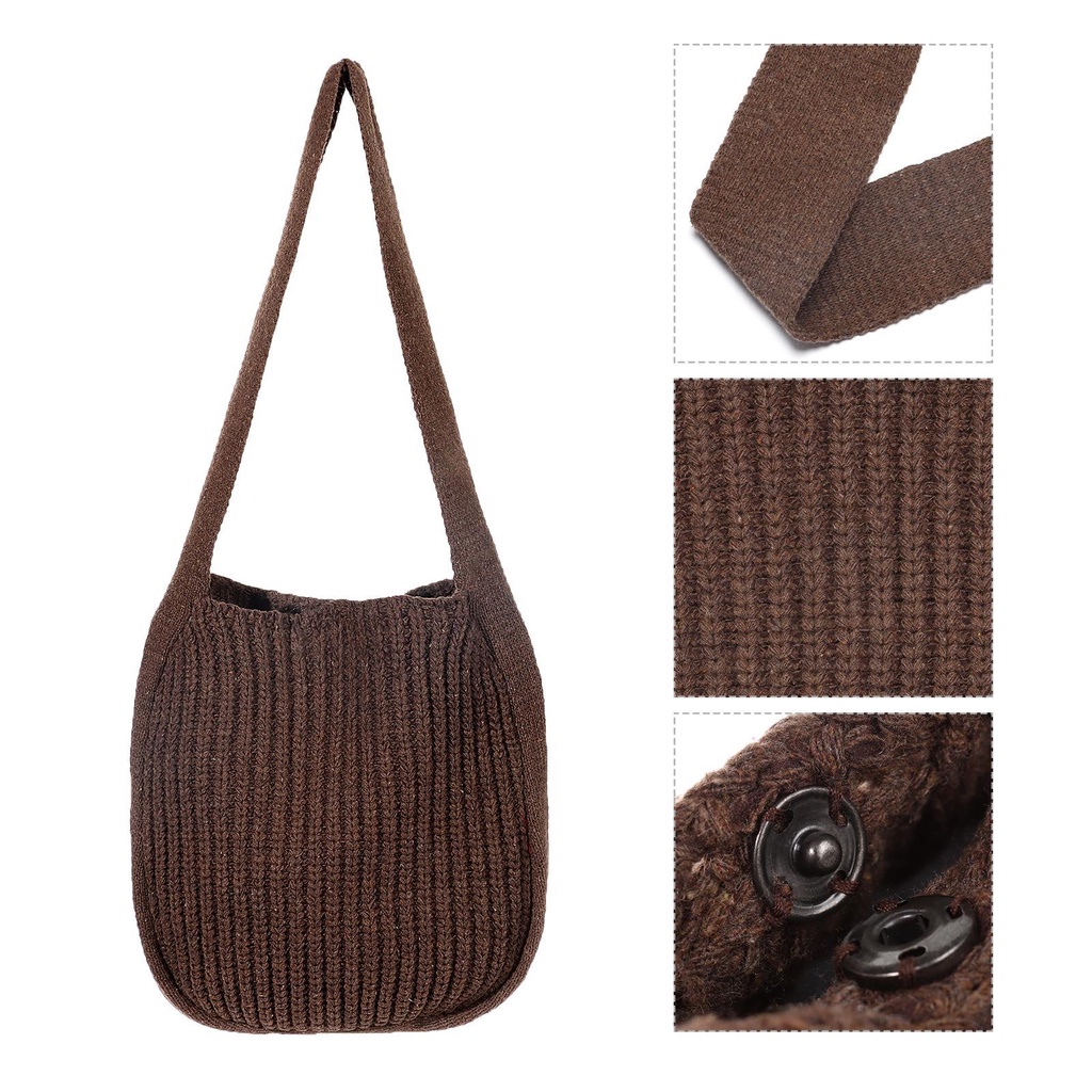 Túi Xách Đan Len Cỡ Lớn Màu Cầu Vồng Thời Trang Cho Nữ