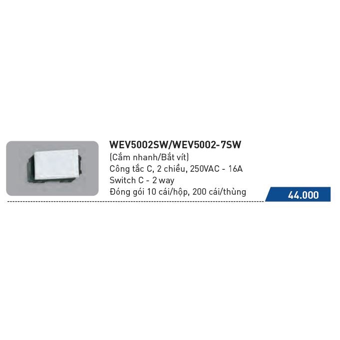 [PANASONIC] Công tắc cầu thang, công tắc 2 chiều hàng Wide- WEV5002SW- HẠT TO- Hàng chính hãng