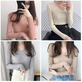 ÁO LEN CỔ TIM ÔM BODY HÀN QUỐC