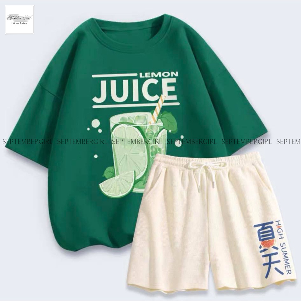 Bộ quần áo thun nữ cộc tay mùa hè in hình dễ thương SEPTEMBERGIRL - QA NU 003