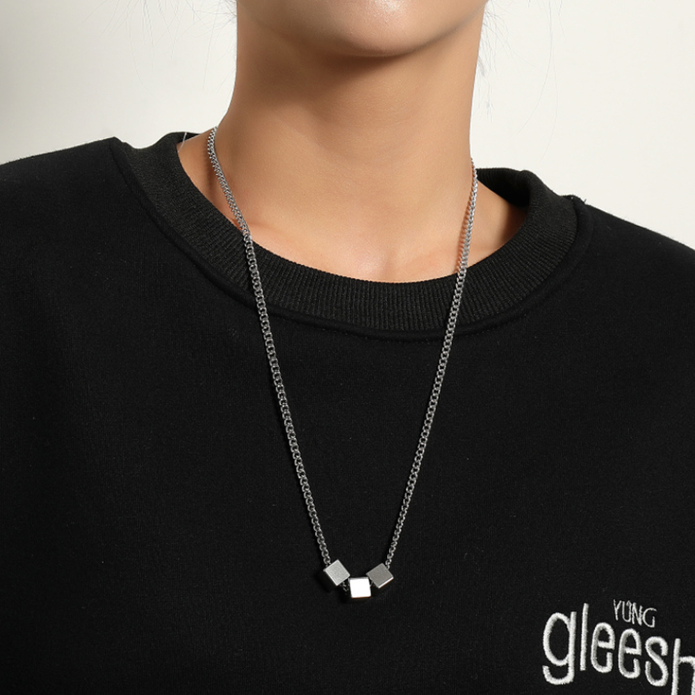 Vòng cổ Thép Titan Dáng Dài Xoắn Ốc Đơn Giản Phong Cách Hip hop Cho Nam Nữ