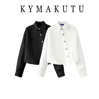 Sơmi trắng shirt kymakutu khuy áo trái tim