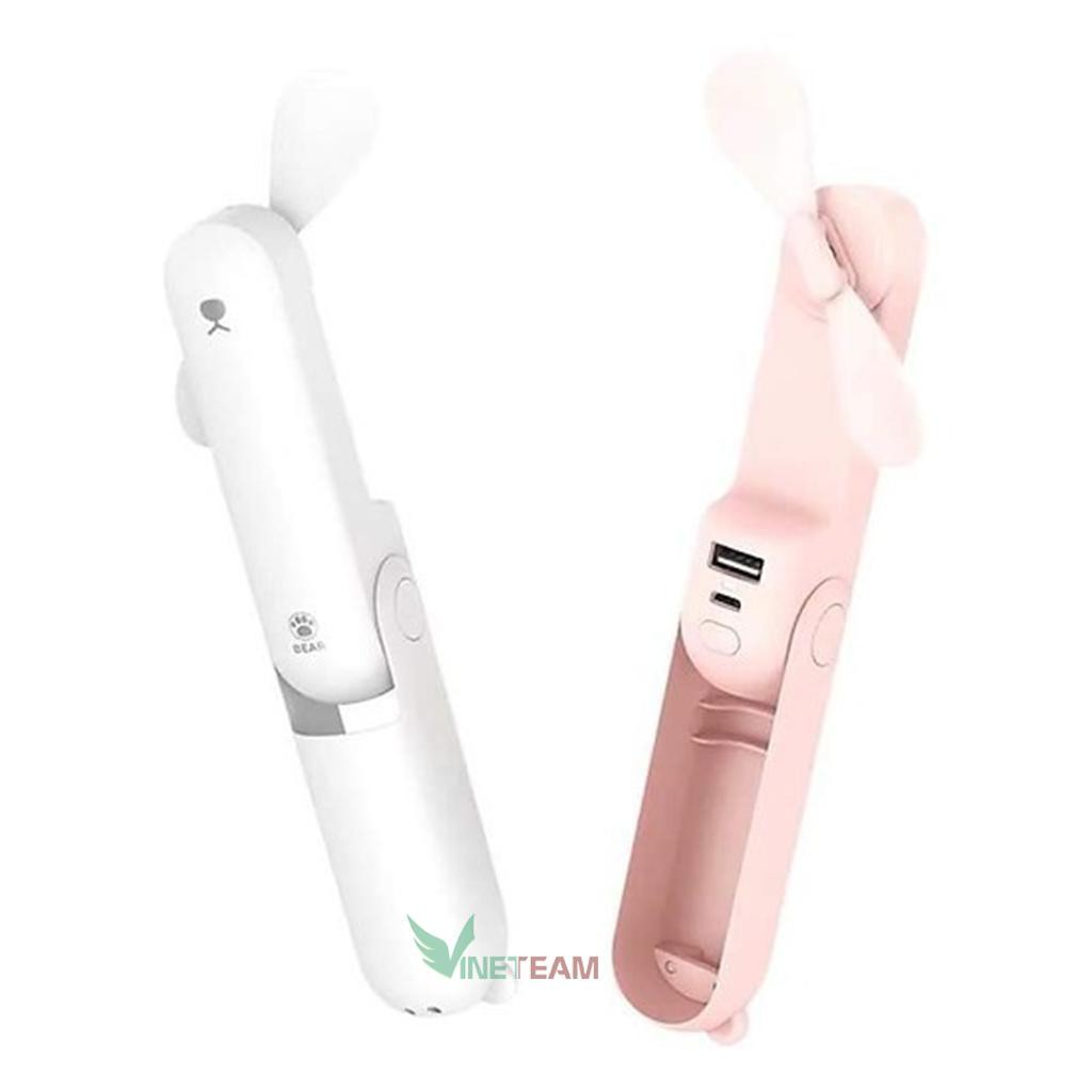 Quạt Mini Cầm Tay Đa Năng Kiêm Pin Sạc Dự Phòng, Đèn Pin Gấu Bear -DC4036 | BigBuy360 - bigbuy360.vn