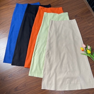 Chân váy linen form dài